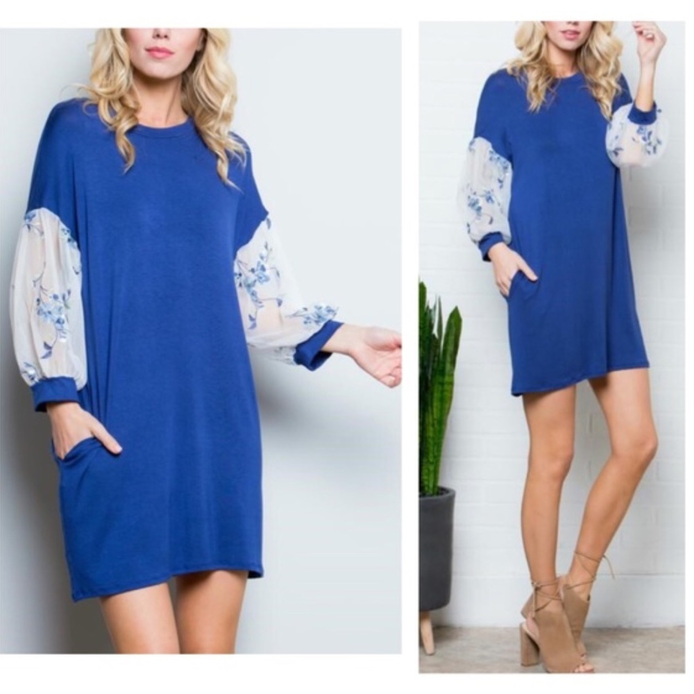 "The Vivian" Royal Blue Tunic Pocket Dress